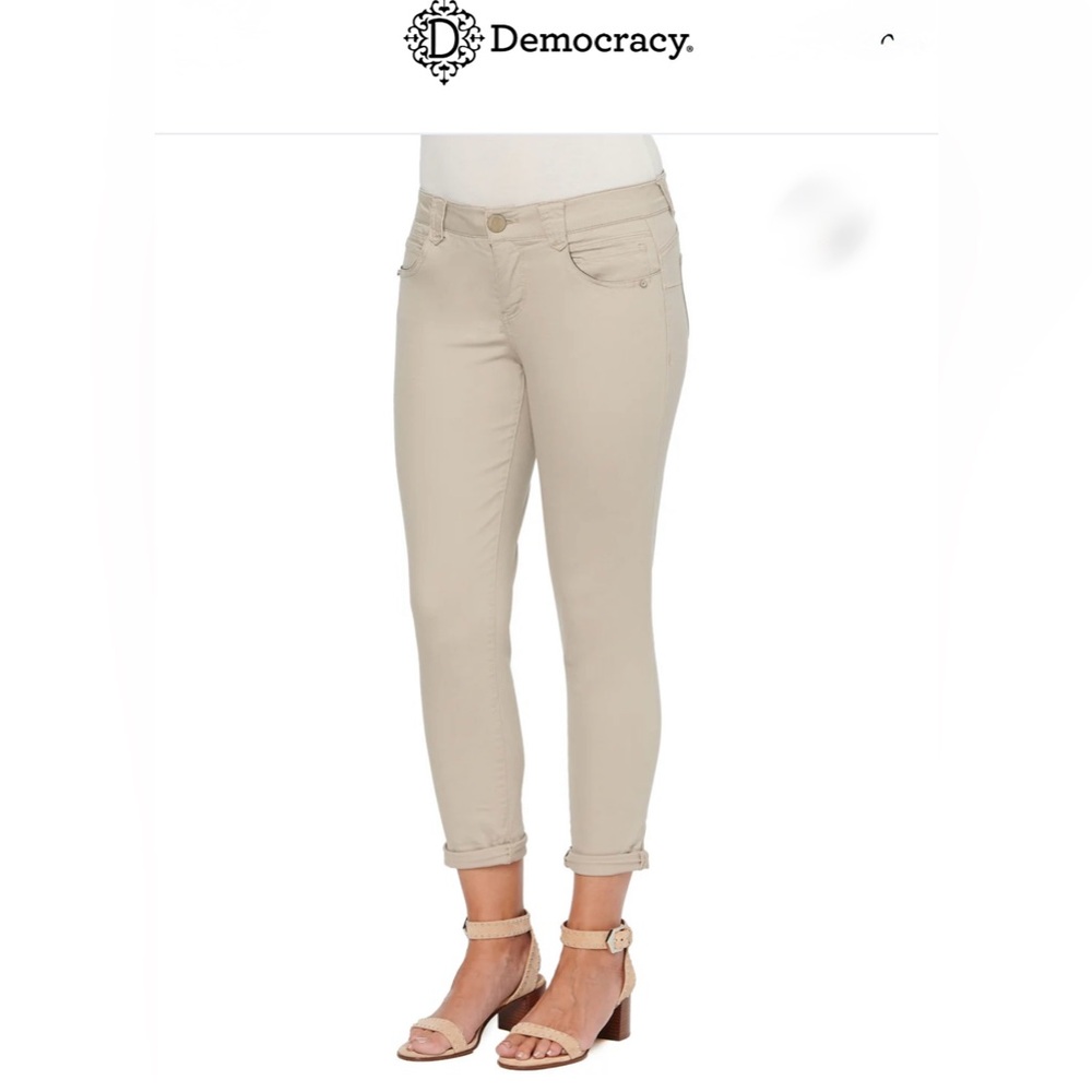 Democracy Ab Technology Tan Ankle Cropped Jeans with Slim Fit Size 6